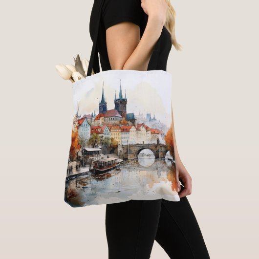  digitale historische oude binnenstad Praag. Tote Bag (Dichtbij)