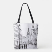 digitale historische oude binnenstad Praag. Tote Bag (Achterkant)
