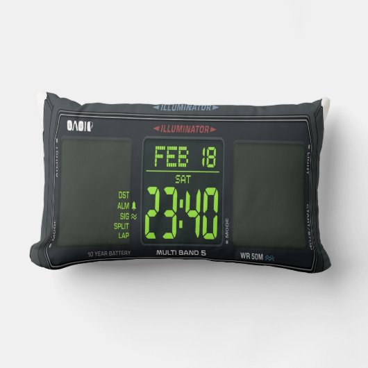 Digitale horloge voorzijde lendenkussen kussen (Voorkant)
