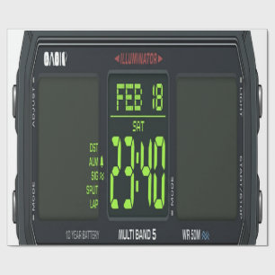 Digitale horloge wijzerplaat inpakpapier