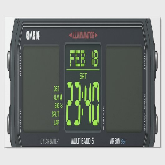 Digitale horloge wijzerplaat inpakpapier (Vlak)