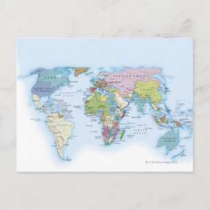 Digitale illustratie van de wereld in 1900 briefkaart
