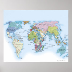 Digitale illustratie van de wereld in 1900 poster