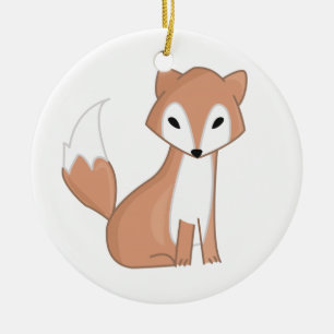 Digitale illustratie van een Cute Fox Keramisch Ornament