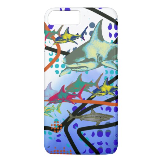 digitale illustratie van haaien Case-Mate iPhone case (Achterkant)