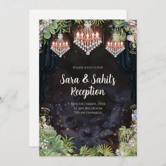 Digitale Indiase bruiloft receptie uitnodigingen (Voorkant / Achterkant)