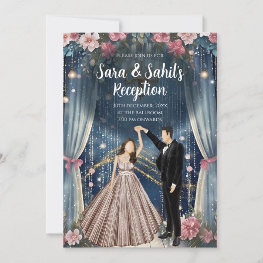 Digitale Indiase bruiloft Receptie uitnodigingen (Voorkant)