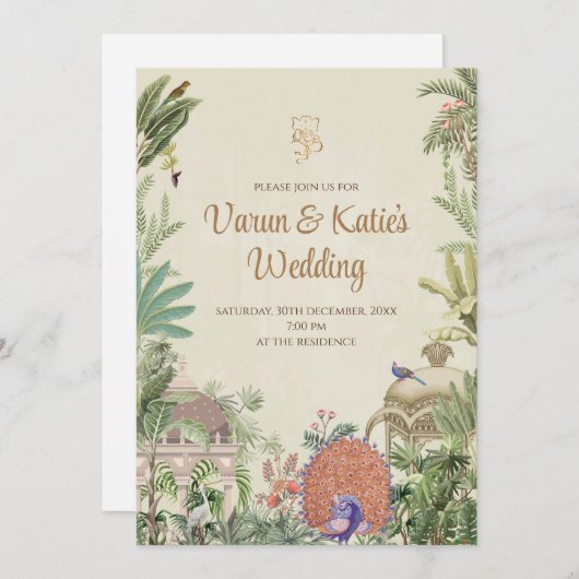 Digitale Indiase bruiloft uitnodigen als Hindoe br Kaart (Voorkant / Achterkant)
