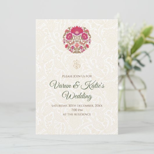 Digitale Indiase bruiloft uitnodigen & Indiase uit Kaart (Staand voorkant)