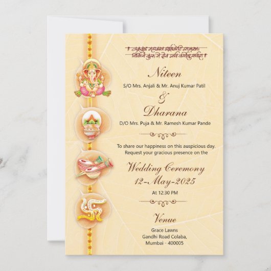 Digitale Indiase bruiloft uitnodiging (Voorkant)