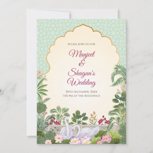 Digitale Indiase bruiloft uitnodiging Hindoe bruil (Voorkant)
