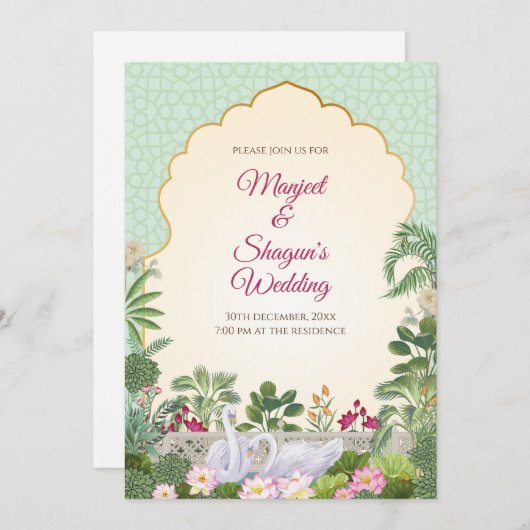 Digitale Indiase bruiloft uitnodiging Hindoe bruil (Voorkant / Achterkant)