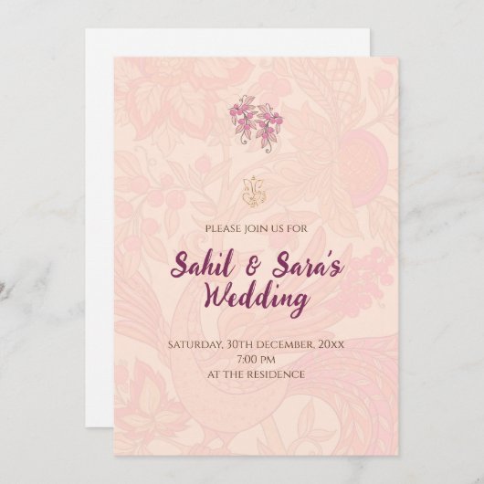 Digitale Indiase bruiloft uitnodiging Hindoe bruil (Voorkant / Achterkant)