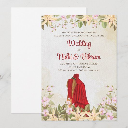 Digitale Indiase bruiloft uitnodigingen & Indiase  (Voorkant / Achterkant)