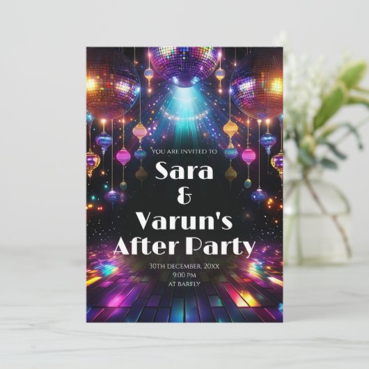 Digitale Indiase Jongeren Feest uitnodiging & Trou (Staand voorkant)