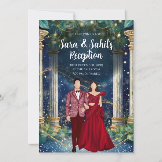 Digitale Indiase receptie uitnodigingen Sangeet (Voorkant)