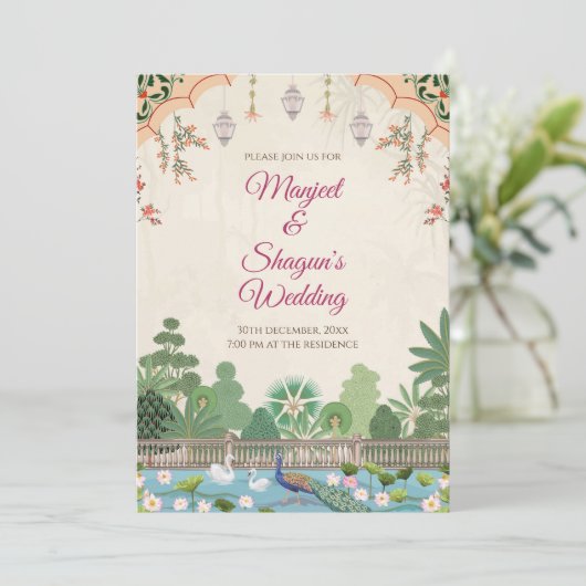 Digitale Indiase trouwkaart Indiase bruiloft uitno Kaart (Staand voorkant)