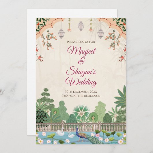 Digitale Indiase trouwkaart Indiase bruiloft uitno Kaart (Voorkant / Achterkant)