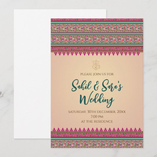 Digitale Indiase Trouwkaarten & Hindoe uitnodiging (Voorkant / Achterkant)