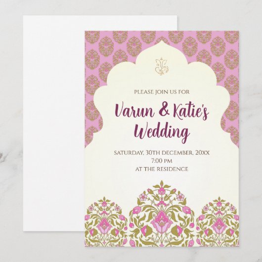 Digitale Indiase trouwkaarten & Indiase uitnodigin Kaart (Voorkant / Achterkant)