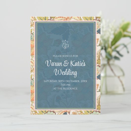 Digitale Indiase uitnodiging & Hindoe bruiloft uit (Staand voorkant)