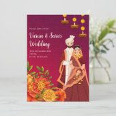 Digitale Indiase uitnodiging Hindoe trouwkaart (Staand voorkant)