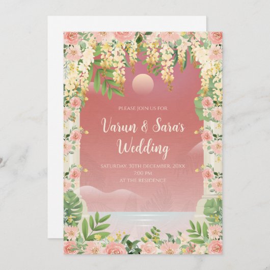 Digitale Indiase uitnodiging Indiase huwelijkskaar (Voorkant / Achterkant)