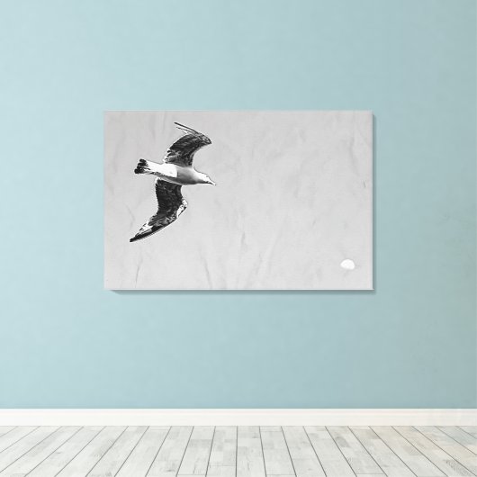 DIGITALE INKT op meeuw op uitgerekte canvas Afdruk (Insitu (Houten vloer))