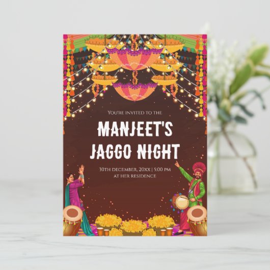 Digitale Jago Nachtuitnodiging Jaggo nodigt uit Kaart (Staand voorkant)