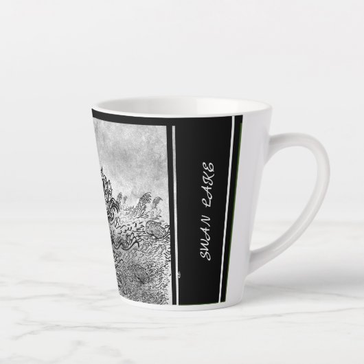 Digitale kalligrafie Zwanenmeer LS Latte mok (Rechts)