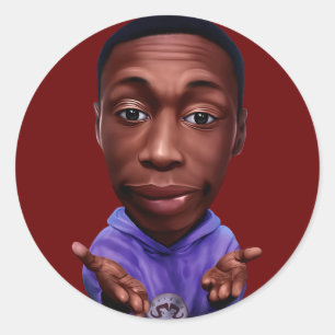 Digitale karikatuur van Khabane "Khaby" Lame. Ronde Sticker