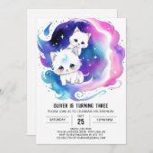 Digitale kat betoverde verjaardag kaart (Voorkant / Achterkant)