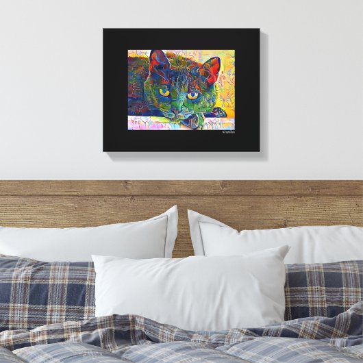 Digitale kat kunst verpakt canvas (Insitu (Slaapkamer))