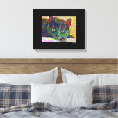 Digitale kat kunst verpakt canvas afdruk (Insitu (Slaapkamer))