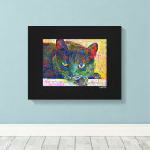 Digitale kat kunst verpakt canvas afdruk (Insitu (Houten vloer))