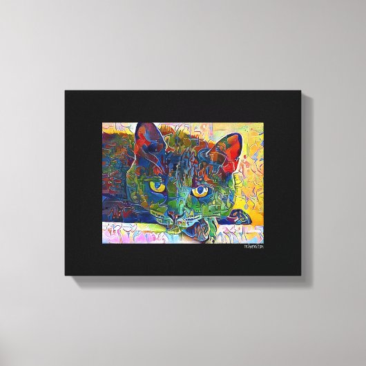Digitale kat kunst verpakt canvas afdruk (Voorkant)