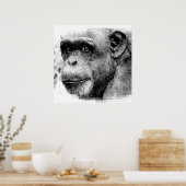 Digitale kettingpanch voor zwarte en witte chimpan poster (Keuken)