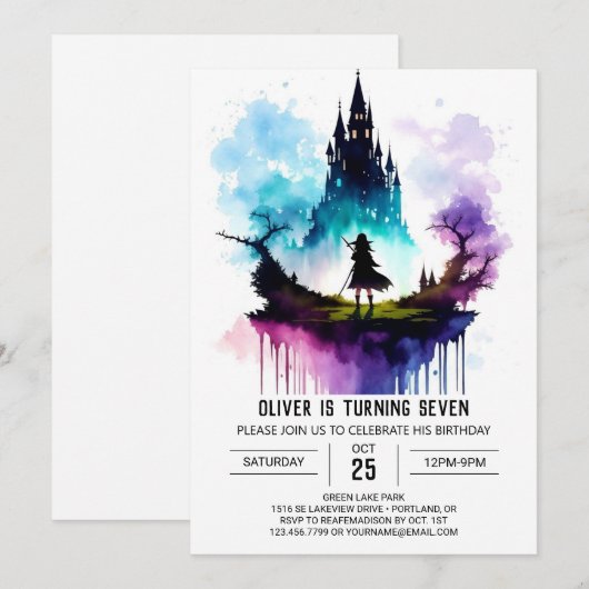 Digitale Kinder Wizard Verjaardag Kaart (Voorkant / Achterkant)