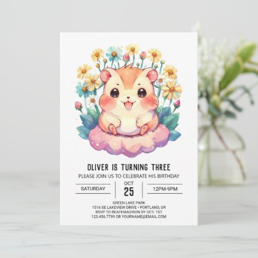 Digitale Kinderhamster Verjaardag Kaart (Staand voorkant)