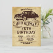 Digitale klassieke auto verjaardag uitnodiging. kaart (Staand voorkant)