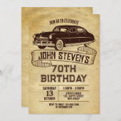 Digitale klassieke auto verjaardag uitnodiging. kaart (Voorkant / Achterkant)