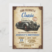 Digitale klassieke auto verjaardag uitnodiging.  kaart (Voorkant)