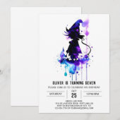 Digitale kleine tovenaar magische verjaardag kaart (Voorkant / Achterkant)