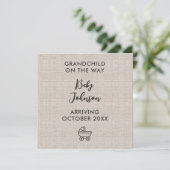 Digitale kleinkind op komst Linen luxe baby Aankondiging (Staand voorkant)