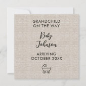Digitale kleinkind op komst Linen luxe baby Aankondiging (Voorkant)