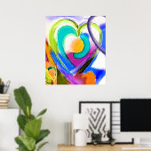 Digitale kleuren Hart Poster (Thuiskantoor)