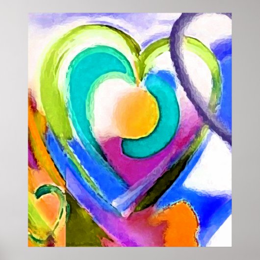 Digitale kleuren Hart Poster (Voorkant)