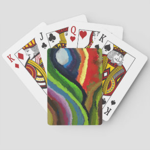 Digitale kleurrijke spiralen, olieverfschilderij, pokerkaarten