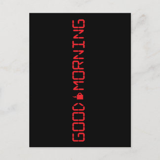 Digitale klok Goede ochtend koffie Mok Vroege gebo Briefkaart