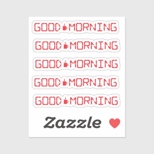 Digitale klok Goede ochtend koffie Mok Vroege gebo Sticker (Vel)